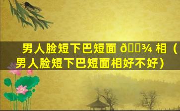 男人脸短下巴短面 🌾 相（男人脸短下巴短面相好不好）